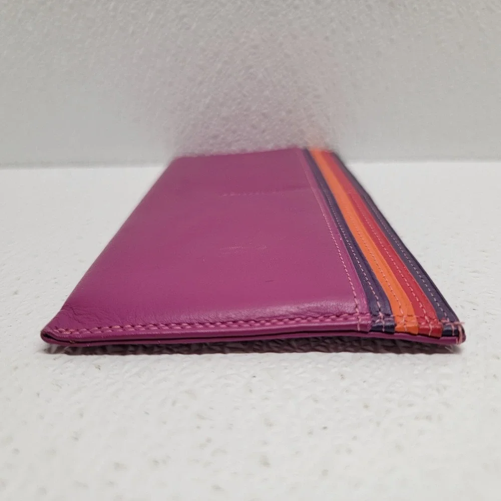 Mywalit Leather Card Sleeve Wallet Purple Orange Red 7.5